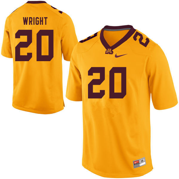 Men #20 Larry Wright Minnesota Golden Gophers College Football Jerseys Sale-Yellow